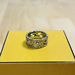 FENDI シルバーメタルリング クリスタル装飾