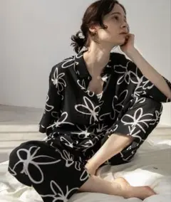 forksy. フラワーモチーフデザイン ルームウェア シャツ&イージーパンツ