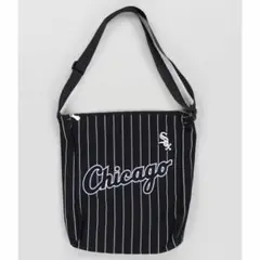 新品　MLB ショルダーバッグ　大　ストライプ　ホワイトソックス　ブラック