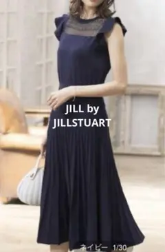 JILL by JILLSTUART レイシーヘムニットワンピース　ネイビー