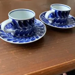 白山陶器　ルリ木の葉　カップ・ソーサーセット