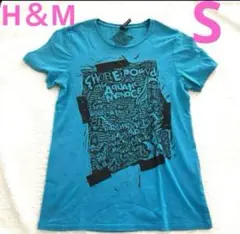 【 値下げ可 】H＆M Tシャツ 青 半袖 メンズ レディース 中学生 男性 S