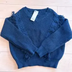 GU ネイビー Vネックセーター Sサイズ ニット トップス