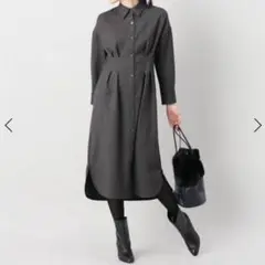 ラトータリテウエストタックロングシャツワンピース【手洗い可能】◆