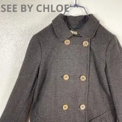 ★SEE BY CHLOE シーバイクロエ 後ろプリーツのかわいい千鳥格子コート