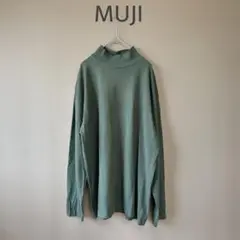 【MUJI無印良品】XL　深緑　ハイネックカットソー　長袖インナー　大きいサイズ