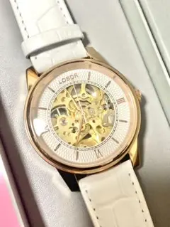 LOBOR 自動巻き時計 ホワイトレザー