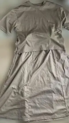GU ベージュ Tシャツ スカートセットアップ M