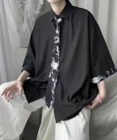 【ネクタイ付き】タイ付きビッグカラーシャツ Lサイズ