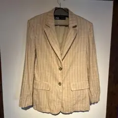 ZARA    ベージュ ストライプ テーラードジャケット