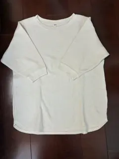 UNIQLO ワッフル ホワイト五分袖 Tシャツ