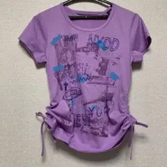 紫色 グラフィック Tシャツ ドローストリング付き