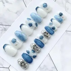 2391.（全サイズ現品販売）マグネット×ニュアンス薔薇ネイルチップ