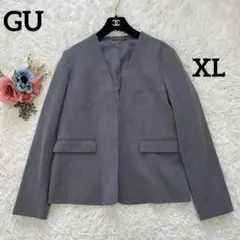 極美品✨GU ウォッシャブルノーカラージャケット　XL 完売品グレー