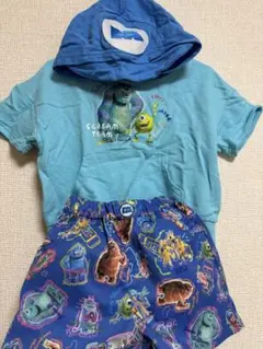 モンスターズ・インク フード付きTシャツとショートパンツセット　80