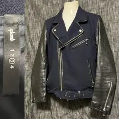 glamb グラム 袖レザー 羊革 レザーパイピング ウールライダースジャケット