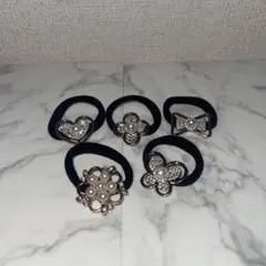 パール装飾 ヘアゴム5個セット