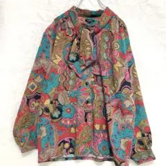 トップトプロ ボウタイ付き長袖シャツ Mサイズ ブラウス 柄シャツ