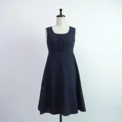 美品 レストローズ フレアワンピース ネイビー サイズ2*PC175
