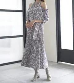 SNIDEL 2wayスリーブプリントワンピース