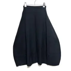 【美品】アイウィッシュ　ロングスカート　フレア　リネン混　春夏　日本製　ブラック