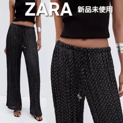 新品・タグ付き ZARA ザラ ドット プリーツ パンツ