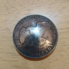 燻し加工　アメリカ 1ドル 硬貨 コンチョ イーグル 1個　ループ式