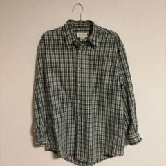 Eddie Bauer 長袖ネルシャツ M グリーン系チェック