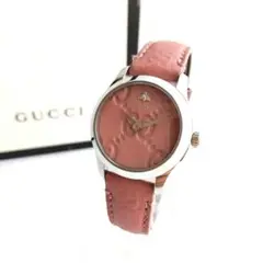 箱付き グッチ GUCCI Gタイムレス ピンク Bee レディース クオーツ