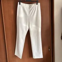 新品☆ホワイト スリムフィットパンツ ポリエステル混紡　LL