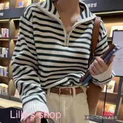 秋冬コーデ❤️ハーフジップ ニット セーター レディース トップス