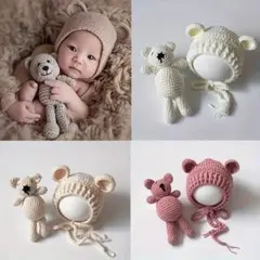 ニューボーンフォト⭐️新生児 ベビー くま ピンク