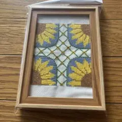 花柄刺繍アート 木製フレーム付き