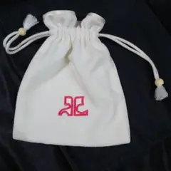 稀少 Courregesタオル地ミニ巾着