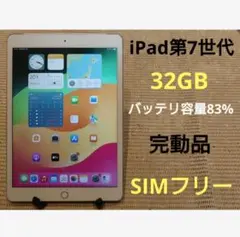 完動品SIMフリーiPad第7世代(A2198)本体32GB送料込9MDFV