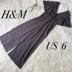 【エイチアンドエム】オールインワン 半袖 ワイドパンツ 背中見せ 黒 US6