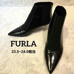 FURLA フルラ 黒 サイドゴアブーツ ポインテッドトゥ ショートブーツ
