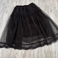 黒チュールスカート レース裾付き