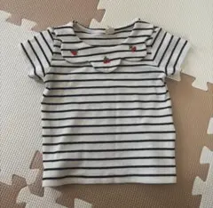 ボーダー チェリ一刺繍 Tシャツ 90