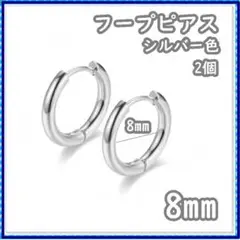 フープピアス ステンレス シルバー 8mm 2個 メンズ ディース