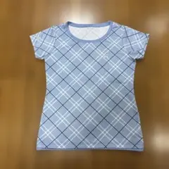 バボラ　水色 チェック柄 半袖 Tシャツ
