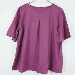 美品【SODAsis】濃いパープル袖デザインのサラッとトップス　半そで　M