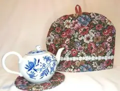 ♥ハンドメイド ♥ゴブラン織り花柄 ティーコゼーとティーマット