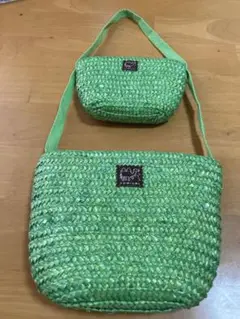 読売販促品　緑のカゴ　2段物入れ