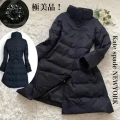 【訳あり!極美品】ケイトスペード ダウンコート ビジュー リボン ブラック 黒