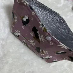 ハンドメイド 保冷バッグ お弁当袋 チンチラ 柄 お花