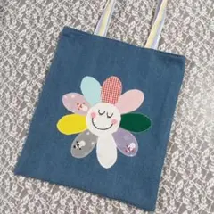 SnowManペタンコトートバッグ☆青☆９色☆雪だるま　ハンドメイド