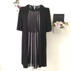 【超美品】 HIROKO BIS 黒 チュニック サイズ11 ストライプ柄 L
