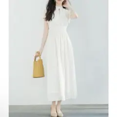 SAISON DE PAPILLON ホワイト 白 ワンピース ノースリーブ