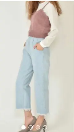 【匿名配送】titty&co ハイウエストワイドパンツ　ライトブルー　デニム　S